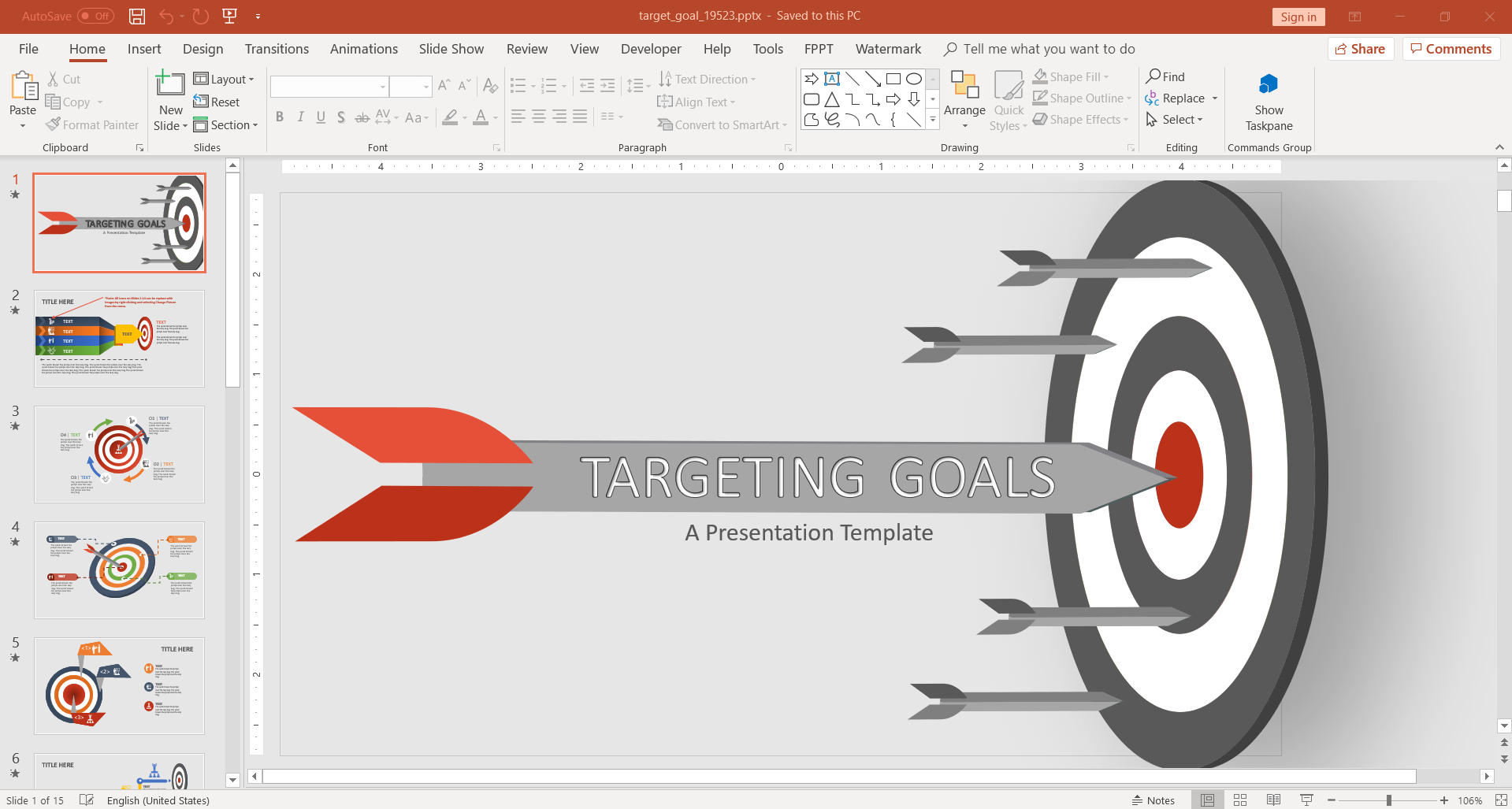 Animated Target Goal PowerPoint Template