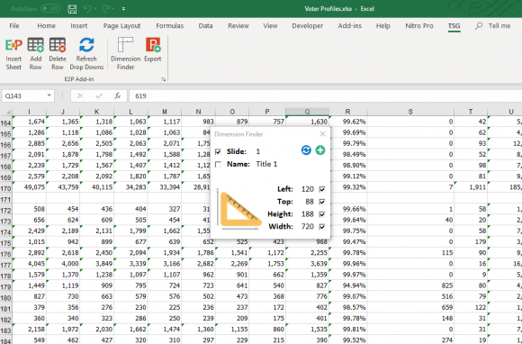 Dimension Finder to Match Excel Spreadsheet to PowerPoint Slide