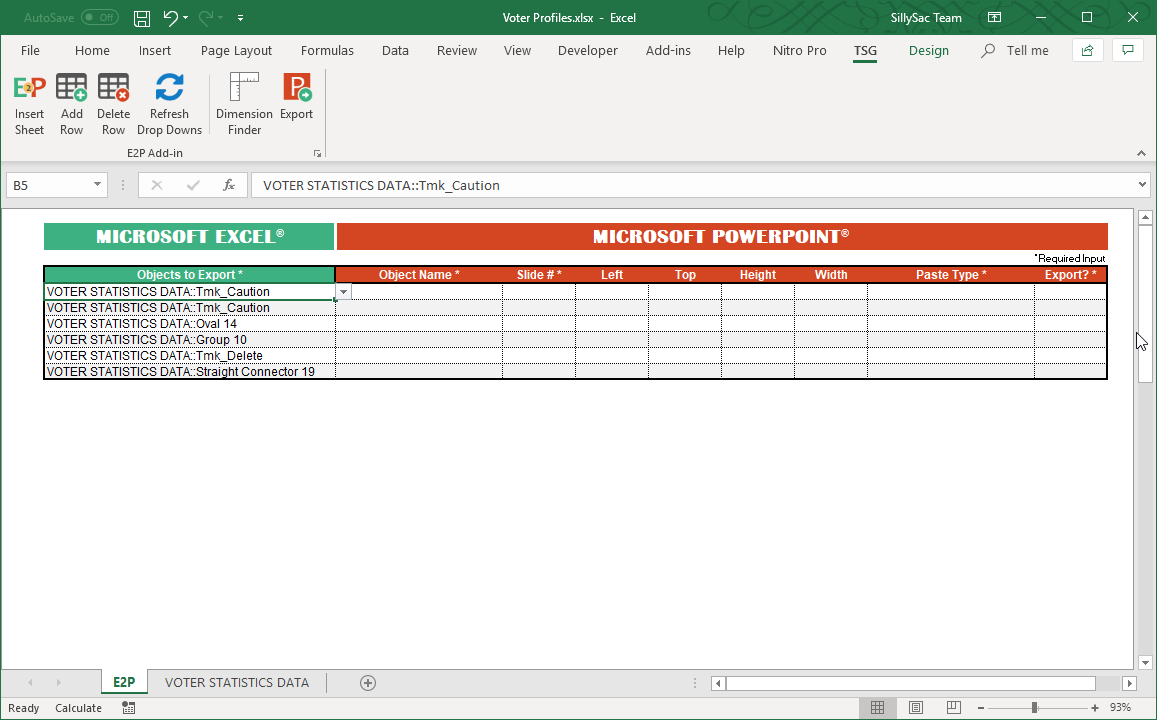 how do you populate apower point template from excel