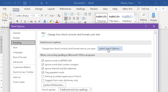Enable AutoCorrect Feature in Word