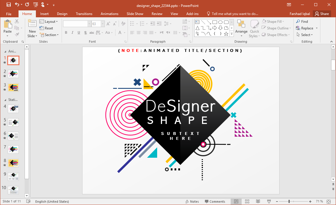 Animated Designer Shapes PowerPoint Template Within Powerpoint Replace Template