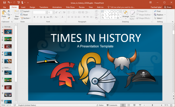Animated Times in History PowerPoint Template