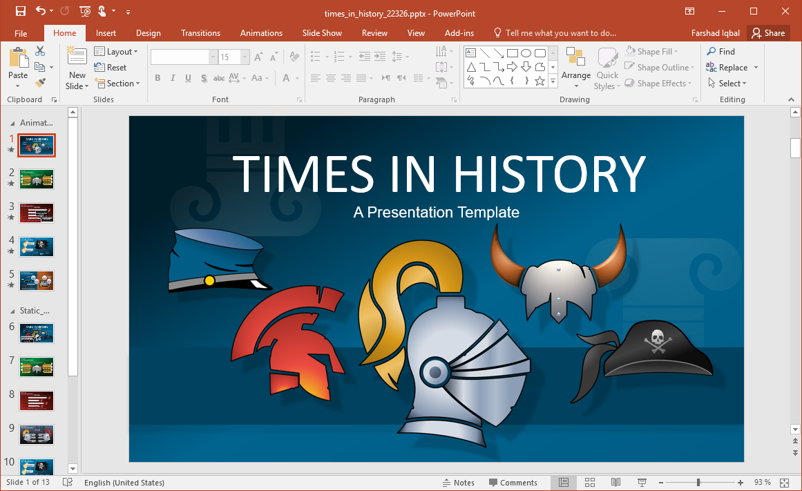 Animated Times in History PowerPoint Template Pertaining To Powerpoint Replace Template