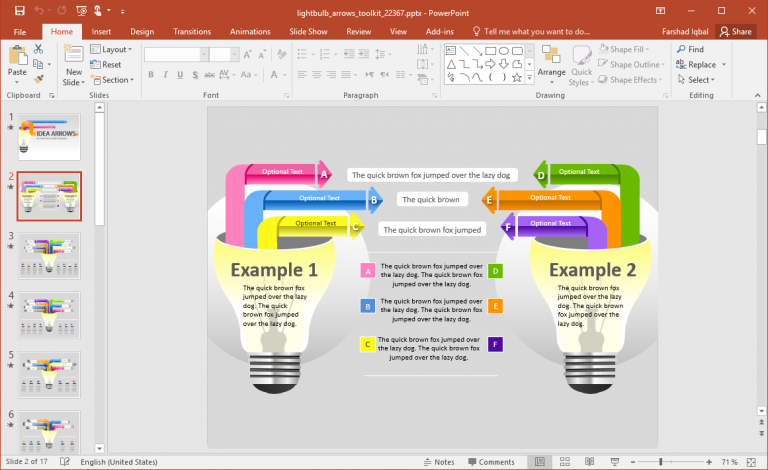 Animated Light Bulb Arrows PowerPoint Template