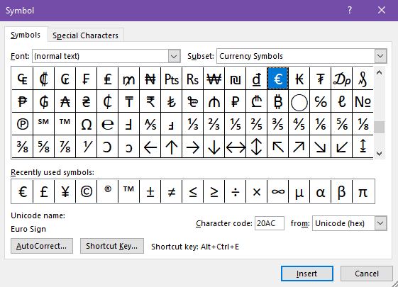 microsoft word for mac special characters