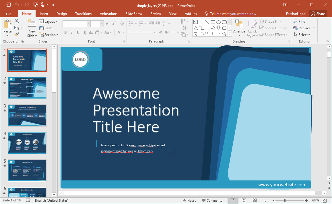 Animated Simple Layers PowerPoint Template