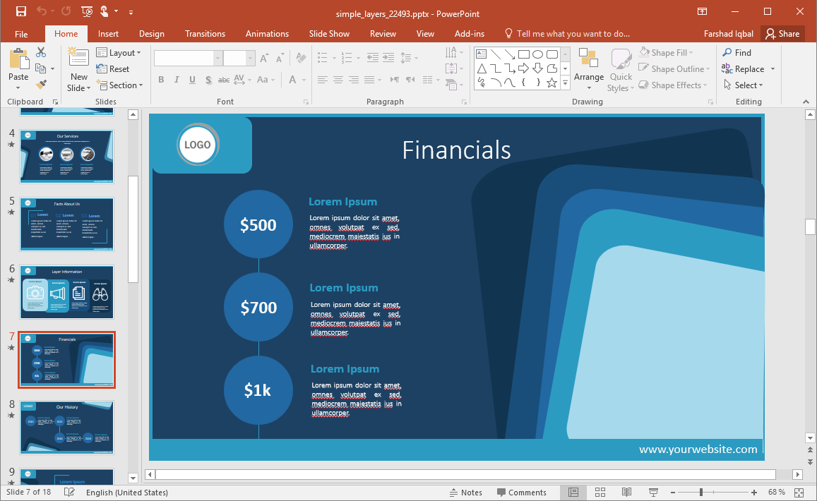 Animated Simple Layers PowerPoint Template
