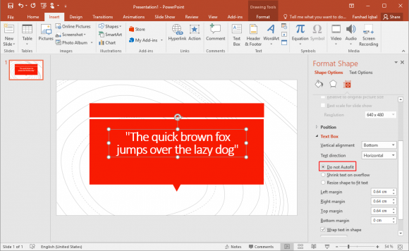 How to Disable Auto Fit for Text in PowerPoint