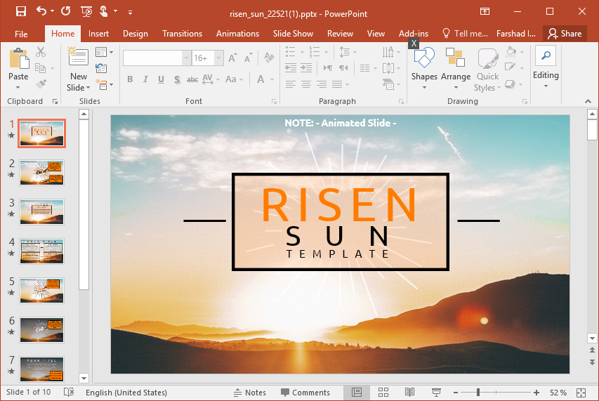 Animated Risen Sun Easter PowerPoint Template