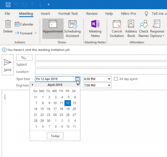 how to bcc in outlook calendar invite