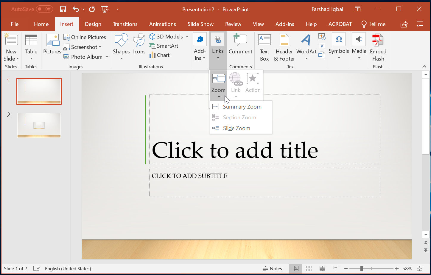 PowerPoint Zoom Feature in Office 365
