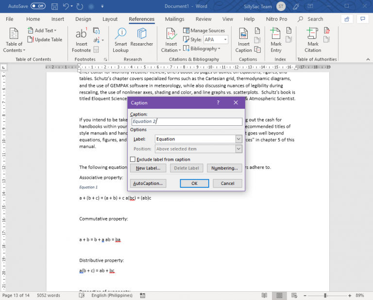 How to Make a Table of Equations in Word