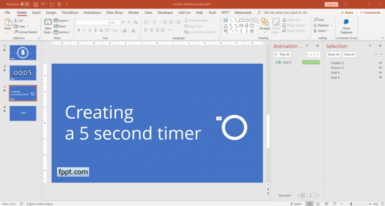synchronized countdown timer embed in powerpoint