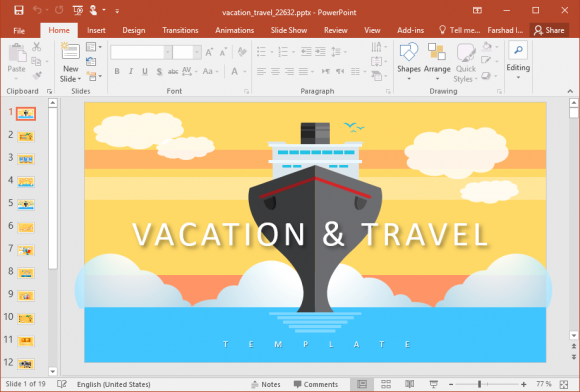 Animated Vacation Travel PowerPoint Template