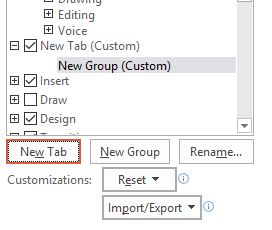 New Tab and New Group Will Appear