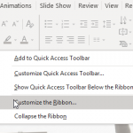 Right-click on Ribbon to Customize Tabs