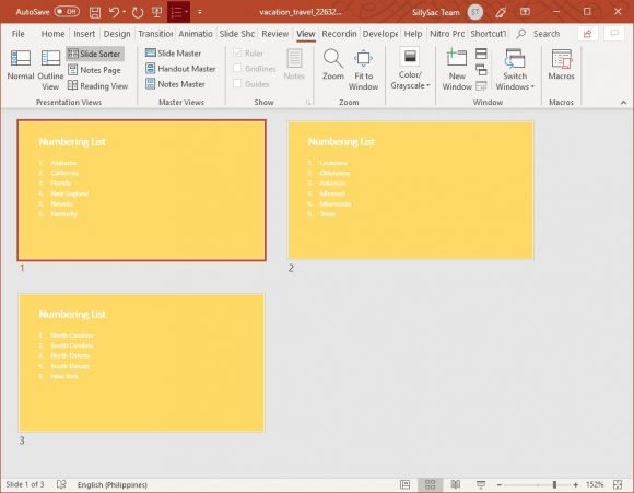 Separate the List Items into Three or More Slides