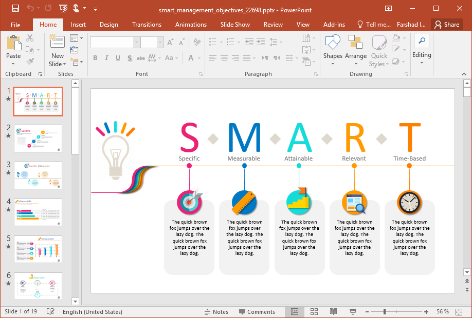 Animated Smart Management Objectives Powerpoint Template