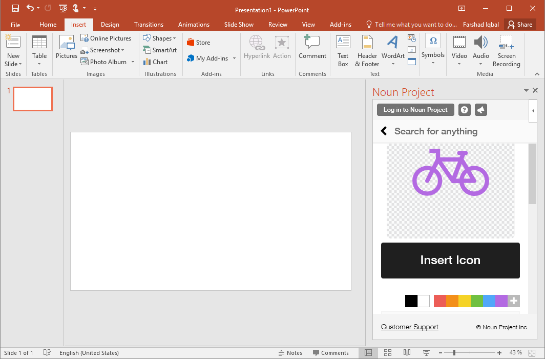 Pick Color for Icon in Noun Project add-in for PowerPoint presentations