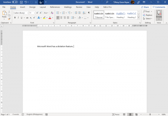 Dictate Feature for Microsoft Word