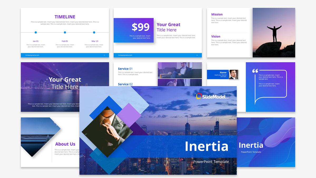 Professional Inertia PowerPoint template with 100% editable elements and shapes in PowerPoint