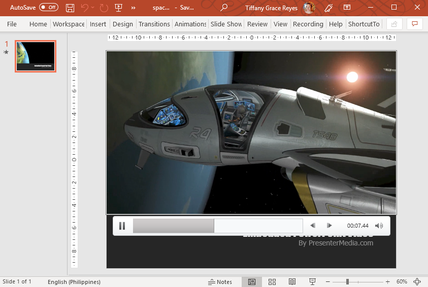 Animated Spaceship Video PowerPoint Template