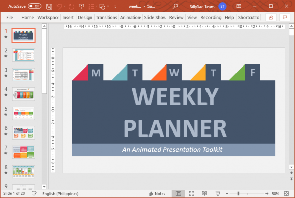 Animated Weekly Planner Template from PresenterMedia