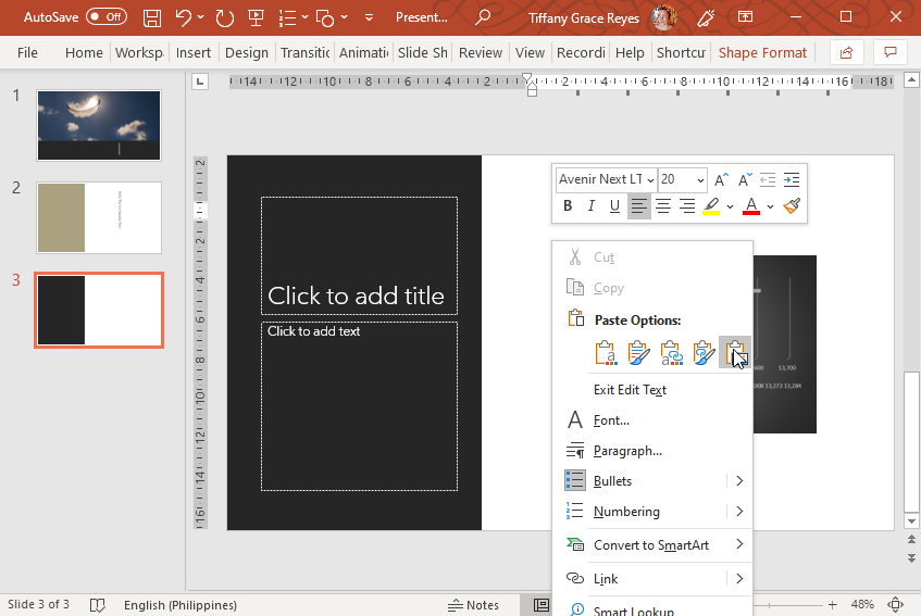 Paste Chart in PowerPoint