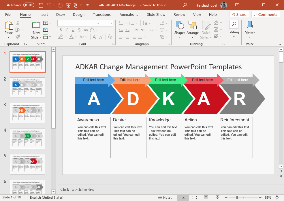 ADKAR Change Management PowerPoint template