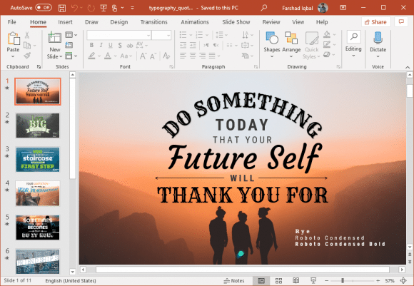 animated typography quotes powerpoint template