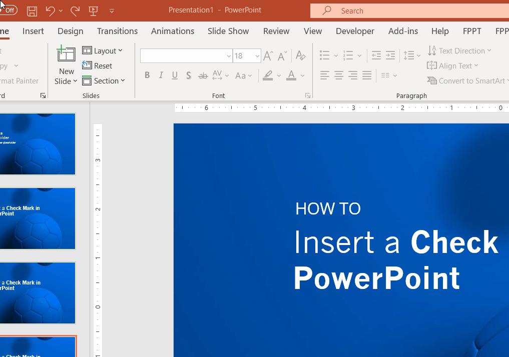 voorbeeld van Emoji vinkje in PowerPoint
