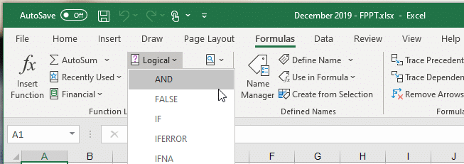 and function in excel