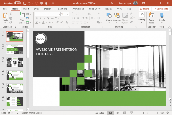 animated simple squares modern powerpoint template