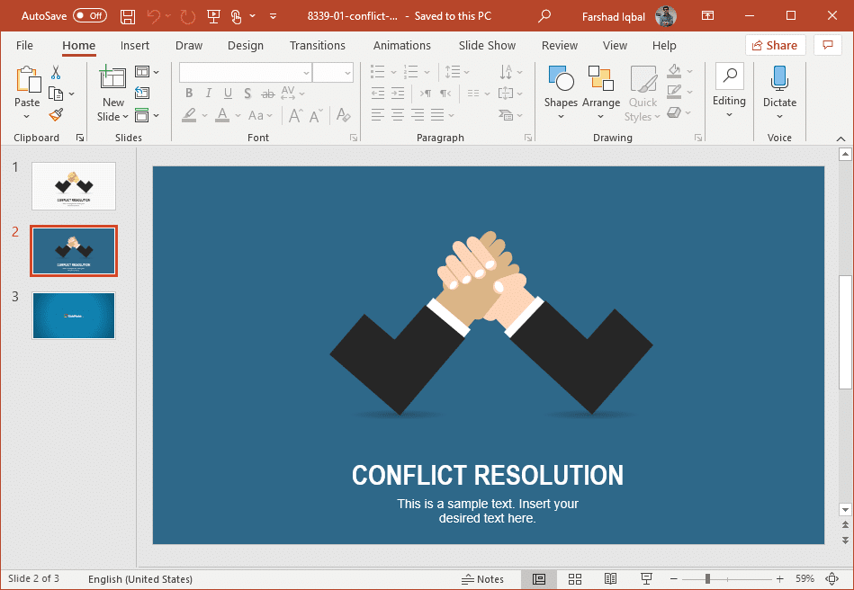 100% Editable Conflict Resolution Template for PowerPoint Presentations