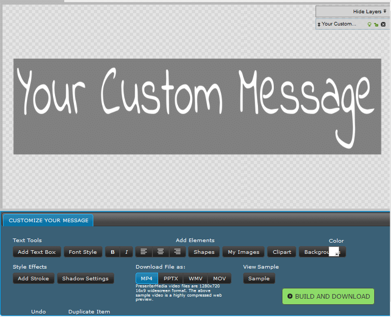 custom message for powerpoint animation