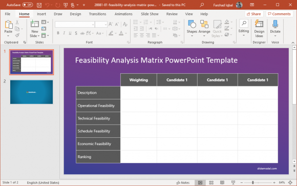 feasibility analysis matrix powerpoint template