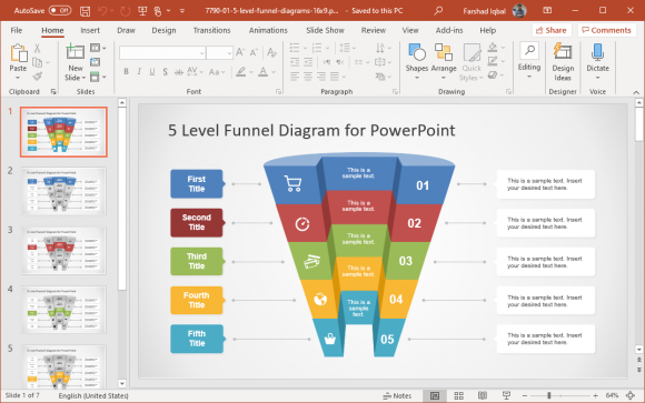 five level funnel diagram concept for powerpoint