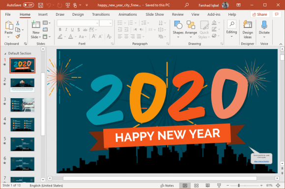 2020 city fireworks powerpoint template