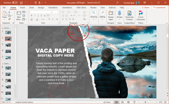 animated vaca paper powerpoint template
