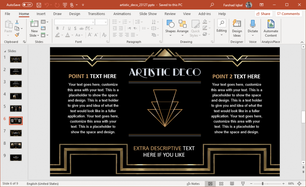Animated Artistic Deco PowerPoint Template