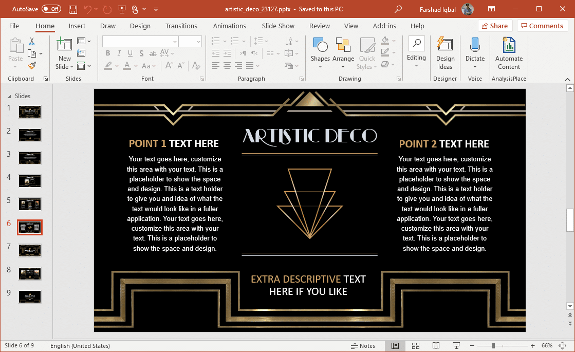 Animated Artistic Deco Powerpoint Template