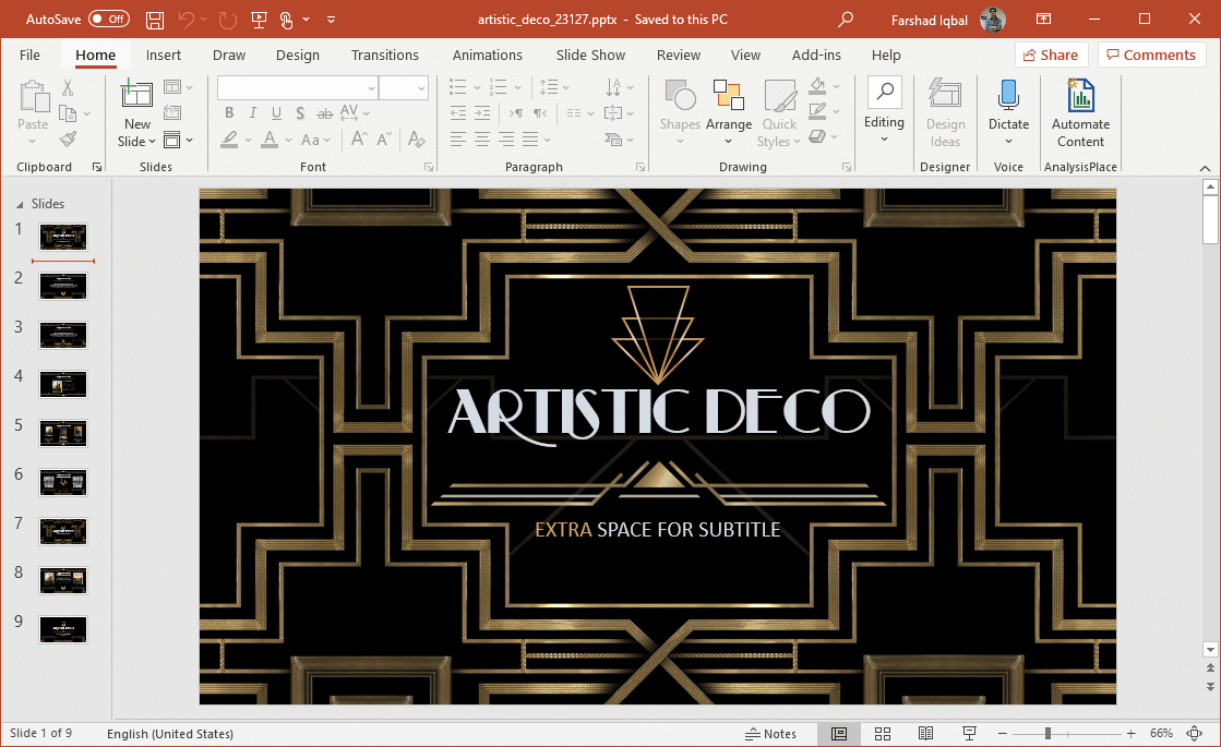 Animated Artistic Deco Powerpoint Template