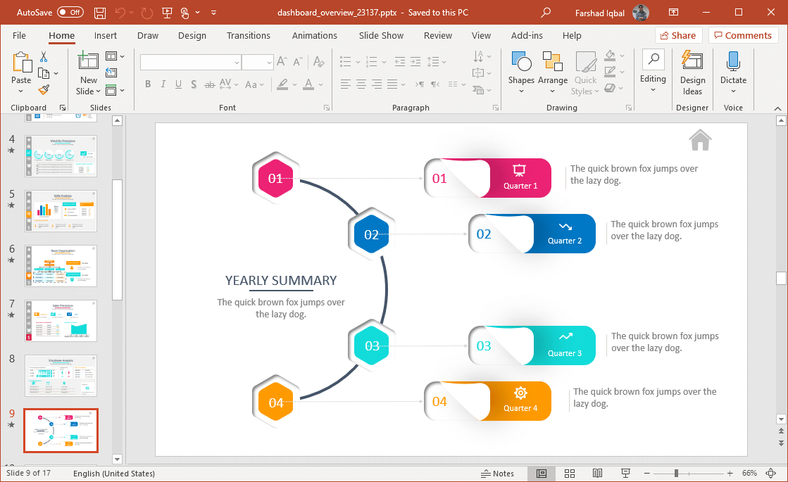 powerpoint dashboard with powerpoint shapes