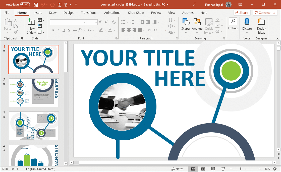 Animated Connected Network Circles Powerpoint Template