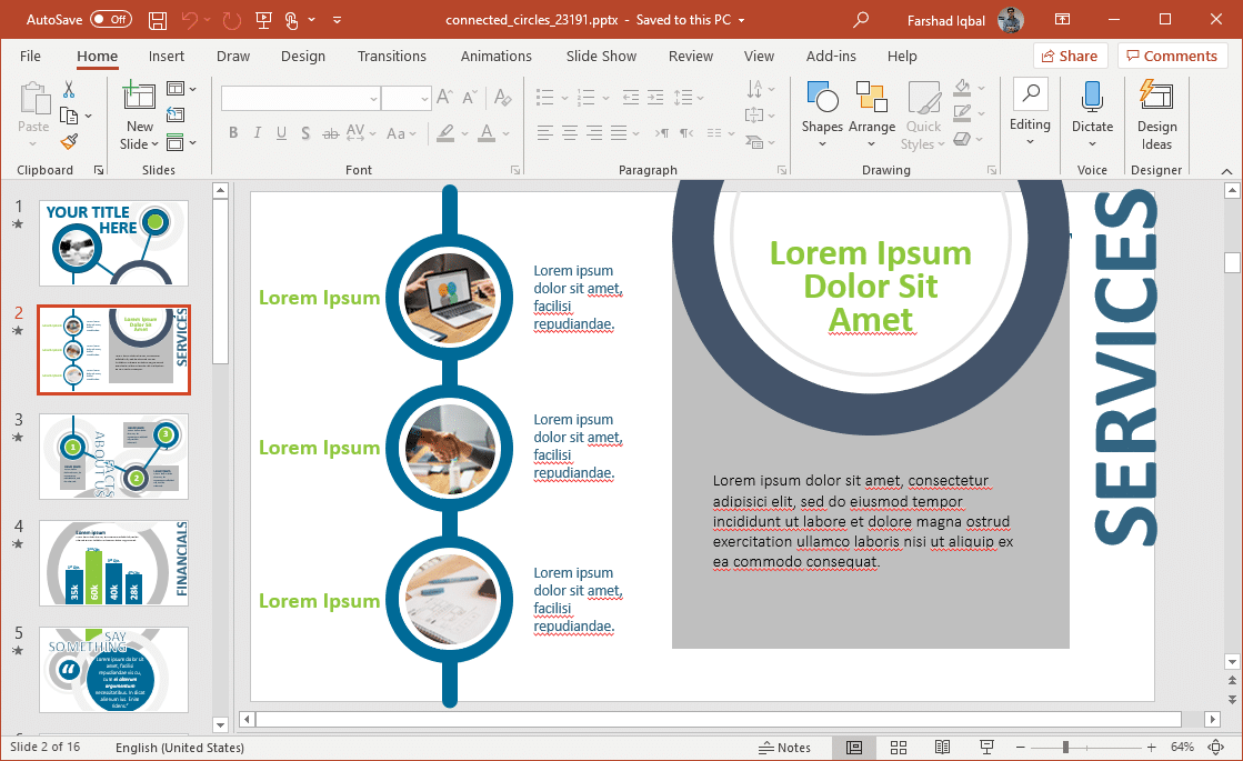 connected circles template for powerpoint