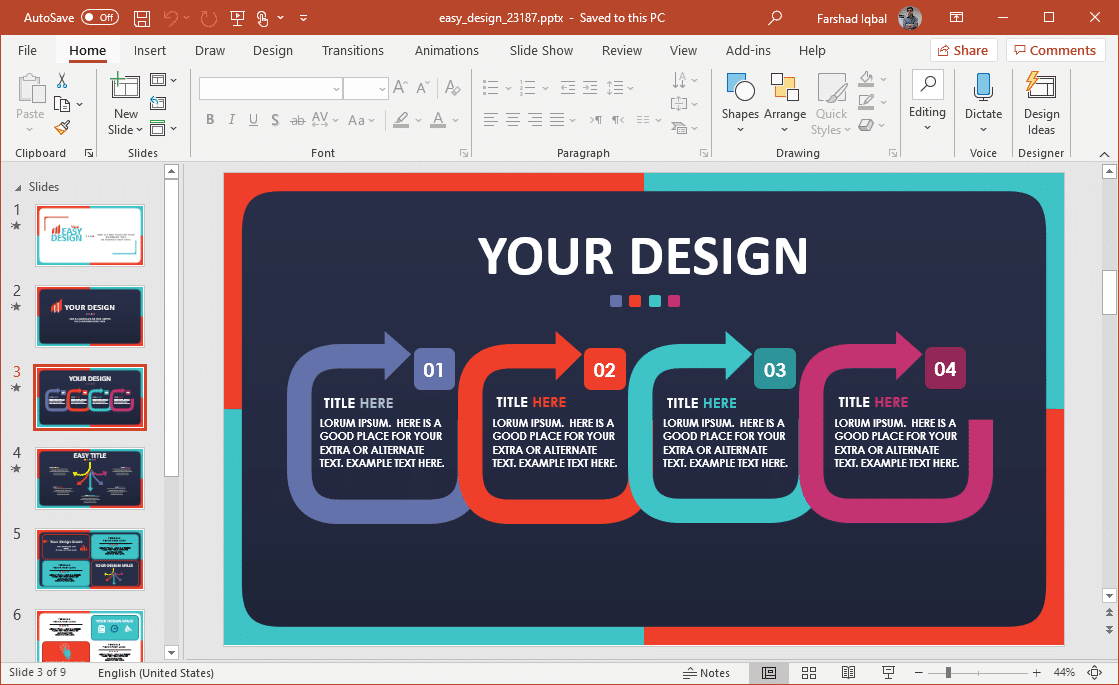 easy design comparison slide