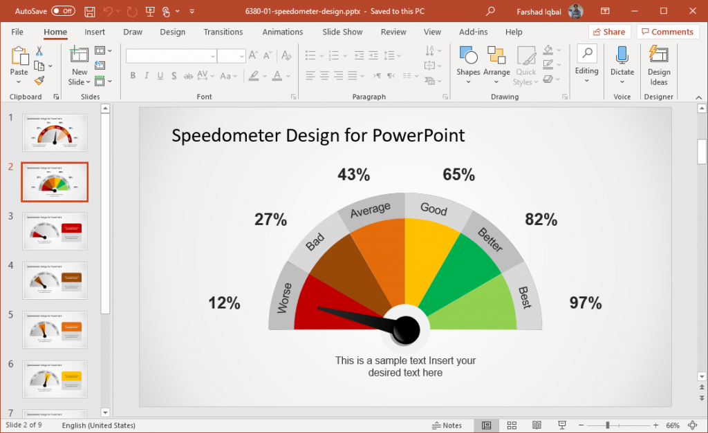 Speedometer Design Powerpoint Template FPPT