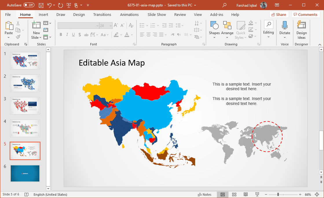asia map for powerpoint