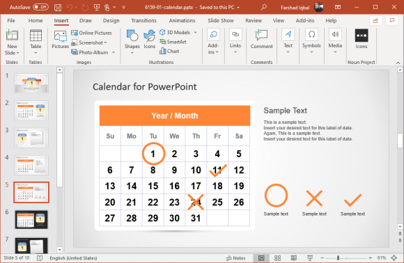 calendar template for powerpoint