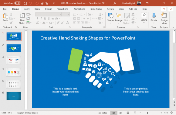 creative hand shaking shapes for powerpoint
